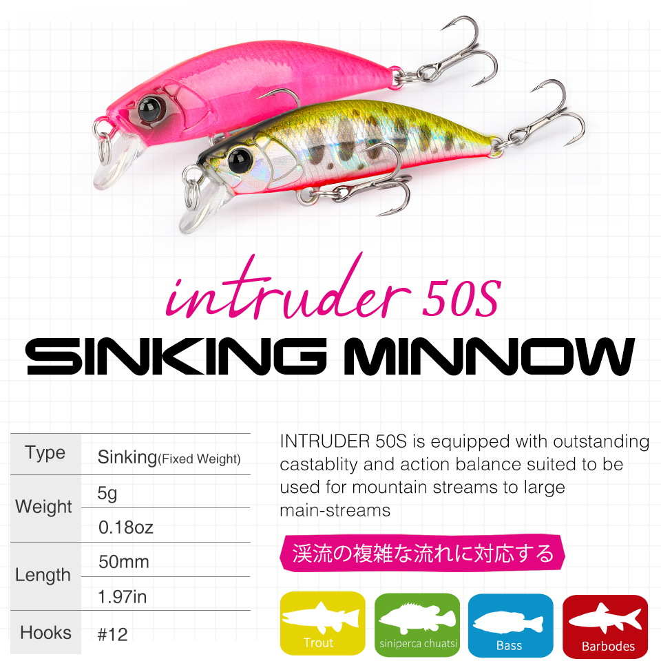 TSURINOYA 50S NEW COLOR 5cm 5g - Fishing Lure Jerkbait review and price